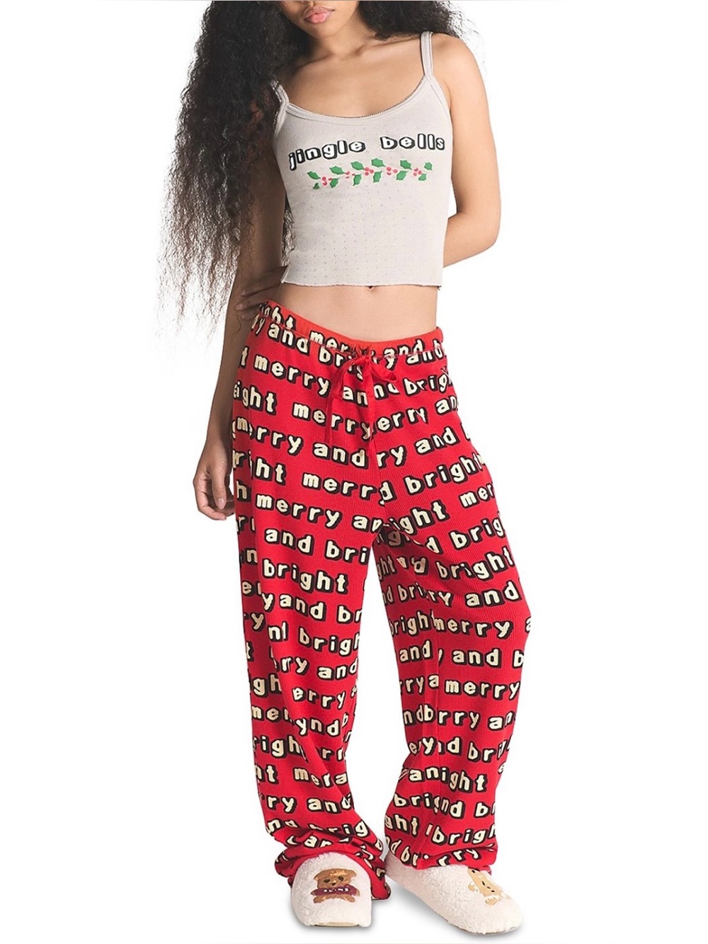NWT SKIMS Pointelle Cropped Camisole & Waffle Knit Pants Pajama Set Large